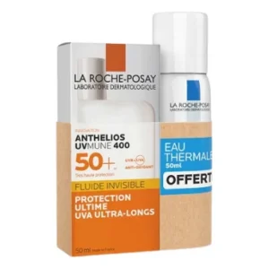 La Roche-Posay Anthelios UVMUNE 400 Crème Solaire Fluide Invisible SPF50+ – 50 ml + Eau Thermale 50 ml offerte — packshot — disponible au Maroc