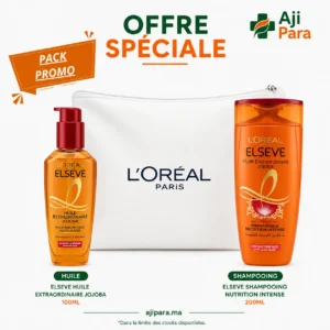 L’Oréal Paris Elseve Huile Extraordinaire Jojoba+shampooing 200ml+Trousse Blanche Pack – 200ml
