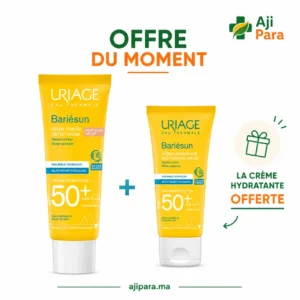 Uriage Bariésun Écran Teinté Clair 50ml + Bariésun Écran SPF50+ 50ml — packshot — disponible au Maroc