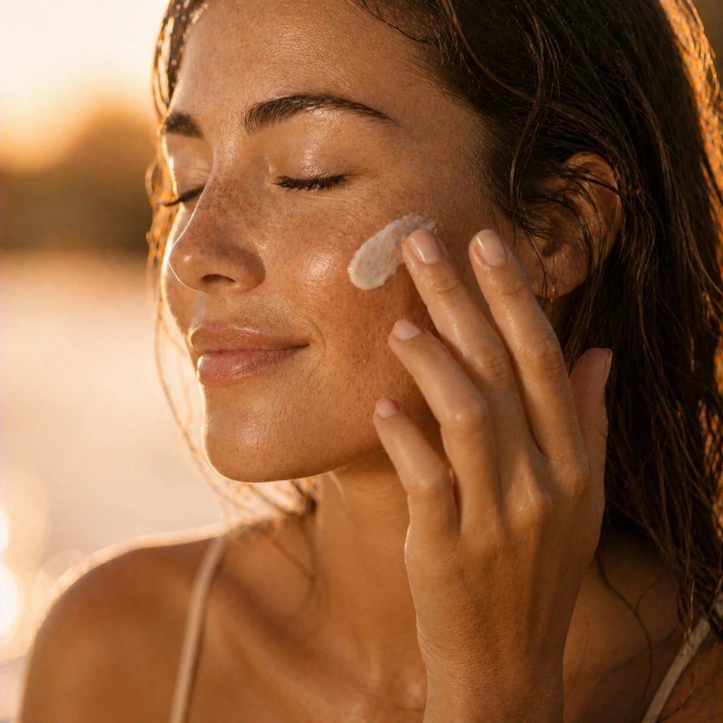 femme après-soleil visage tan - Après-Soleil Visage AjiPara Maroc